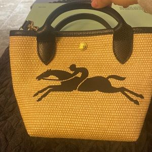 Longchamp raffia crossbody